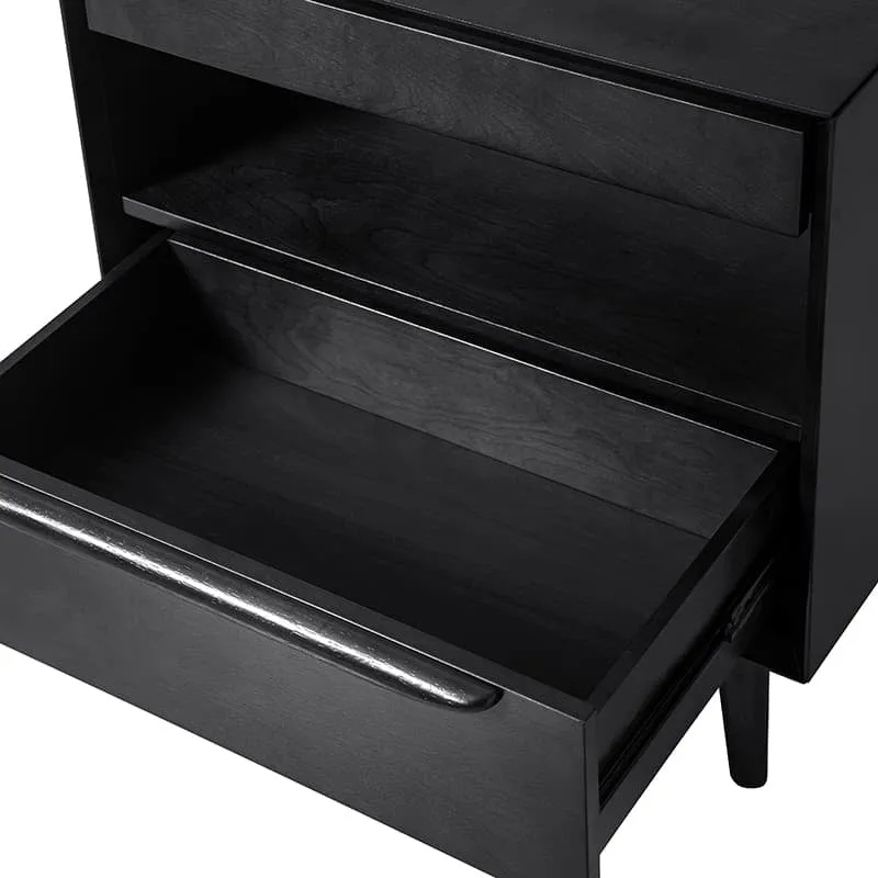 Giralda 2-Drawer Mid-century Modern Nightstand with Built-In Outlets