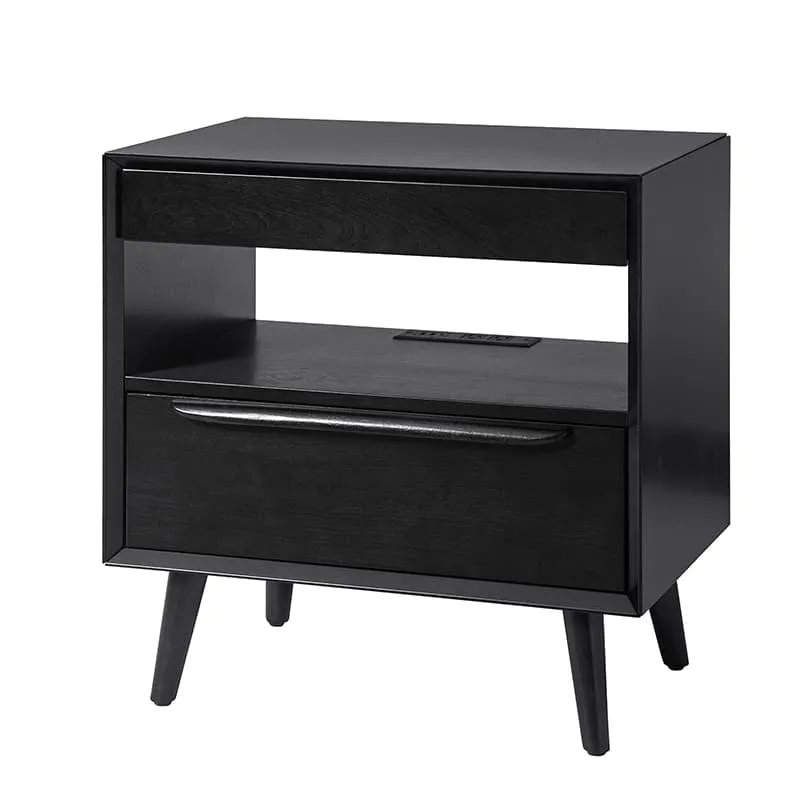 Giralda 2-Drawer Mid-century Modern Nightstand with Built-In Outlets