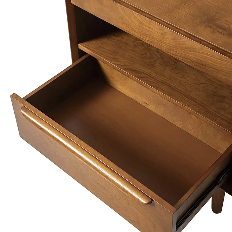 Giralda 2-Drawer Mid-century Modern Nightstand with Built-In Outlets