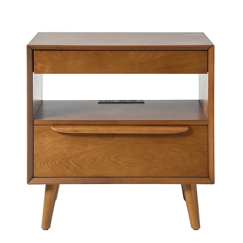 Giralda 2-Drawer Mid-century Modern Nightstand with Built-In Outlets