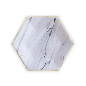 Gold & Marble Hexagon Party Plates - Small