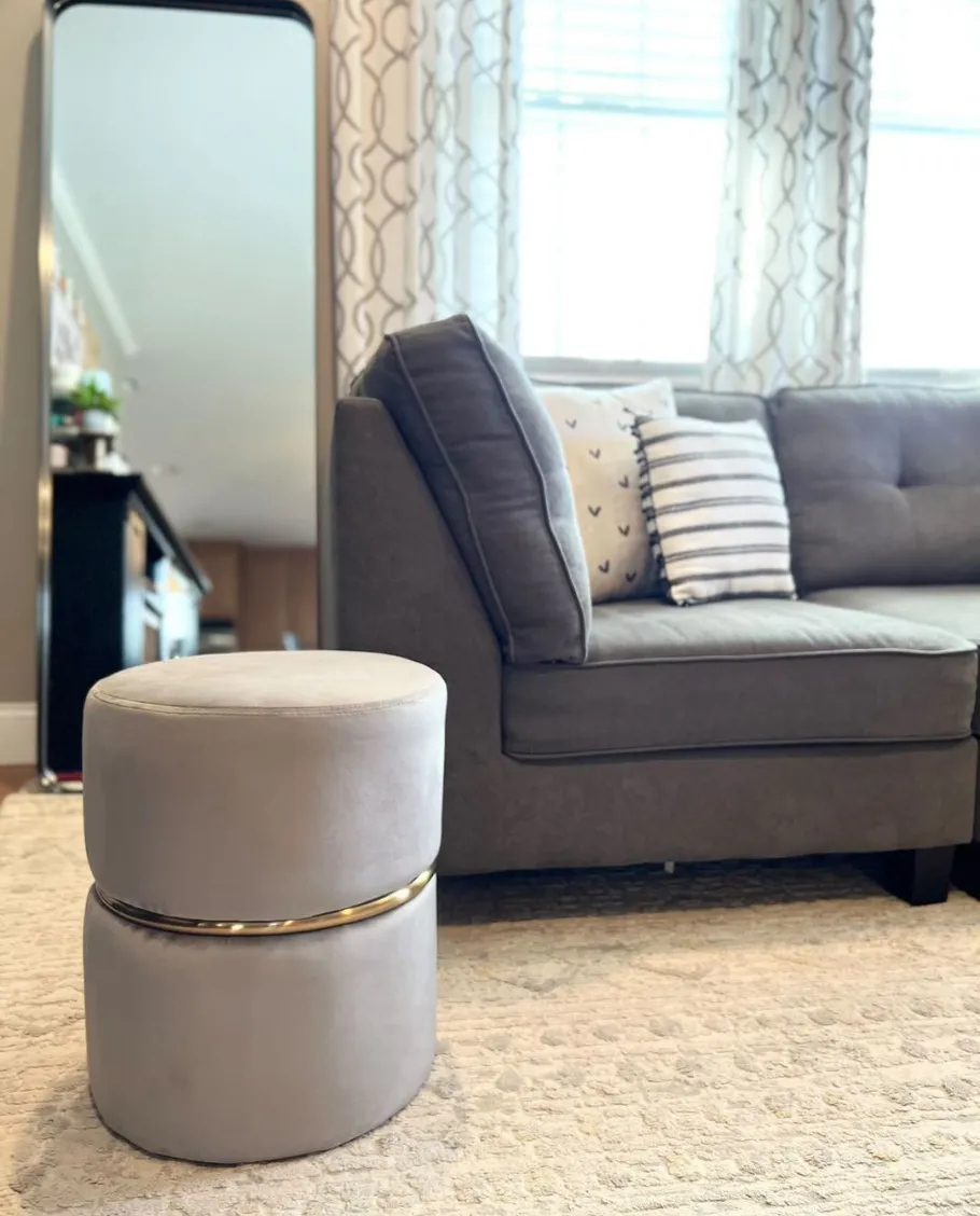 Grand Rapids Round Velvet Ottoman