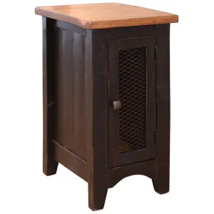 Greenview One Door Side Table - Distressed Black