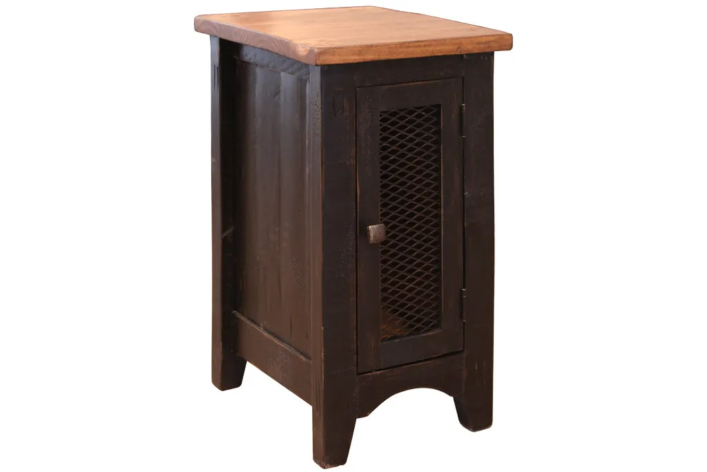 Greenview One Door Side Table - Distressed Black