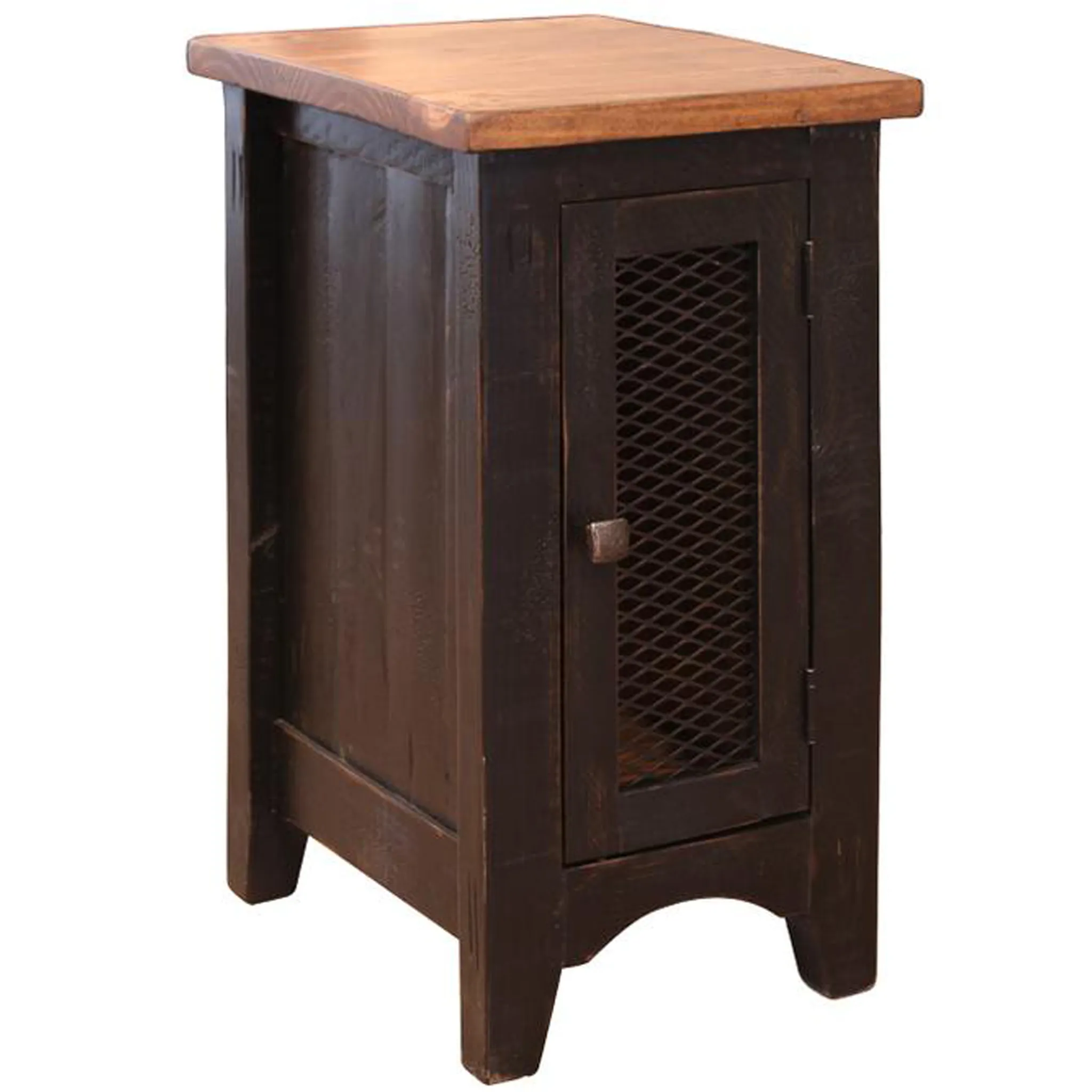 Greenview One Door Side Table - Distressed Black