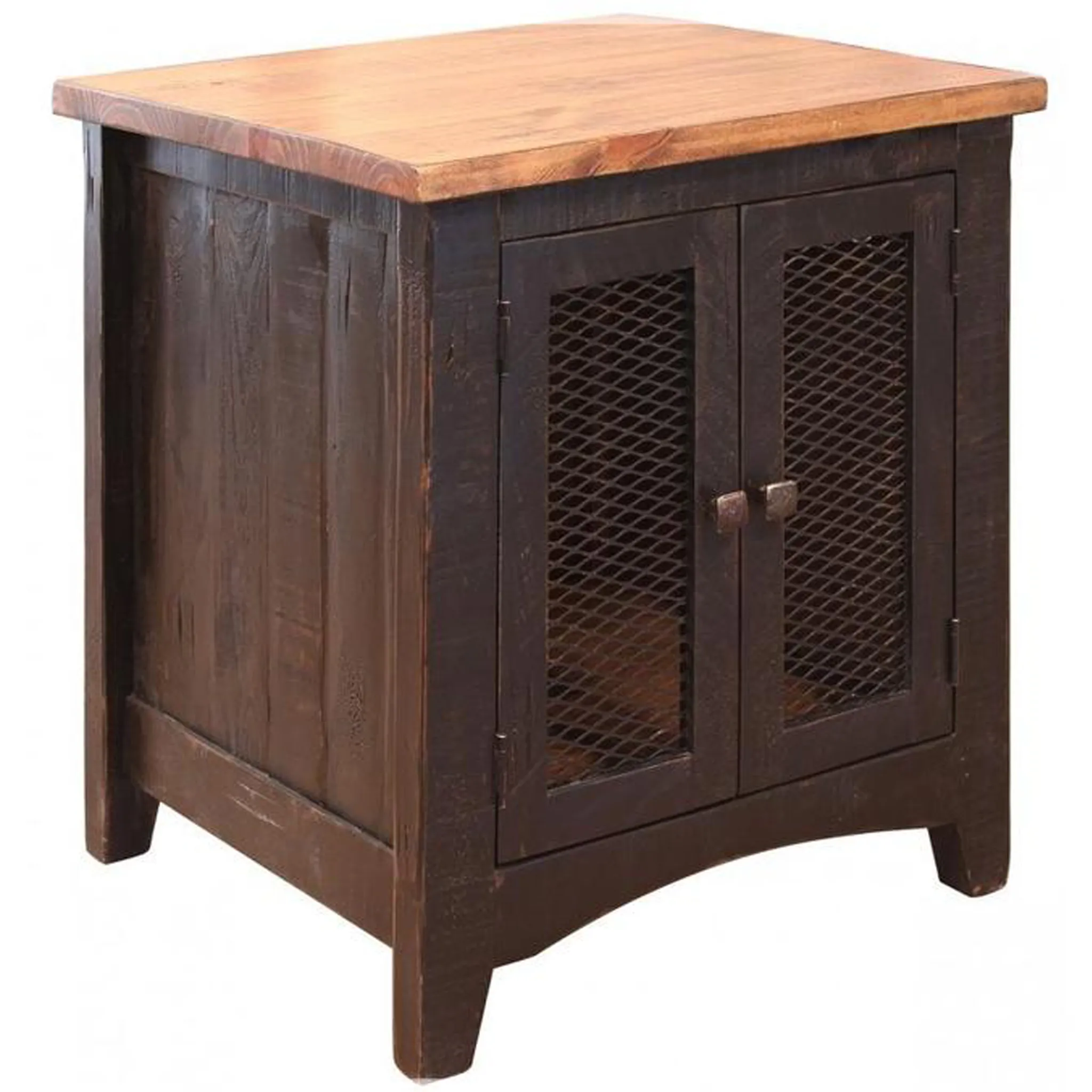 Greenview Two Door End Table - Distressed Black