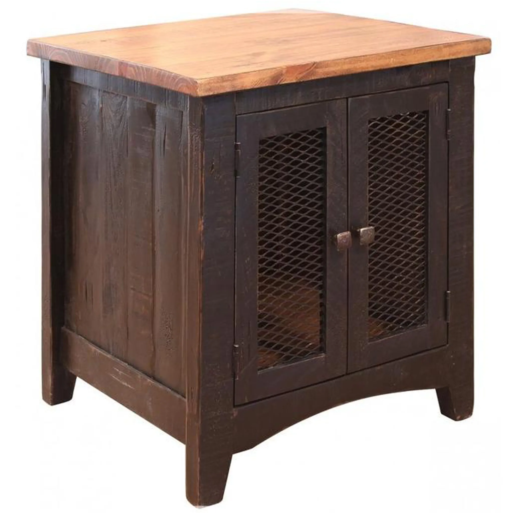 Greenview Two Door End Table - Distressed Black