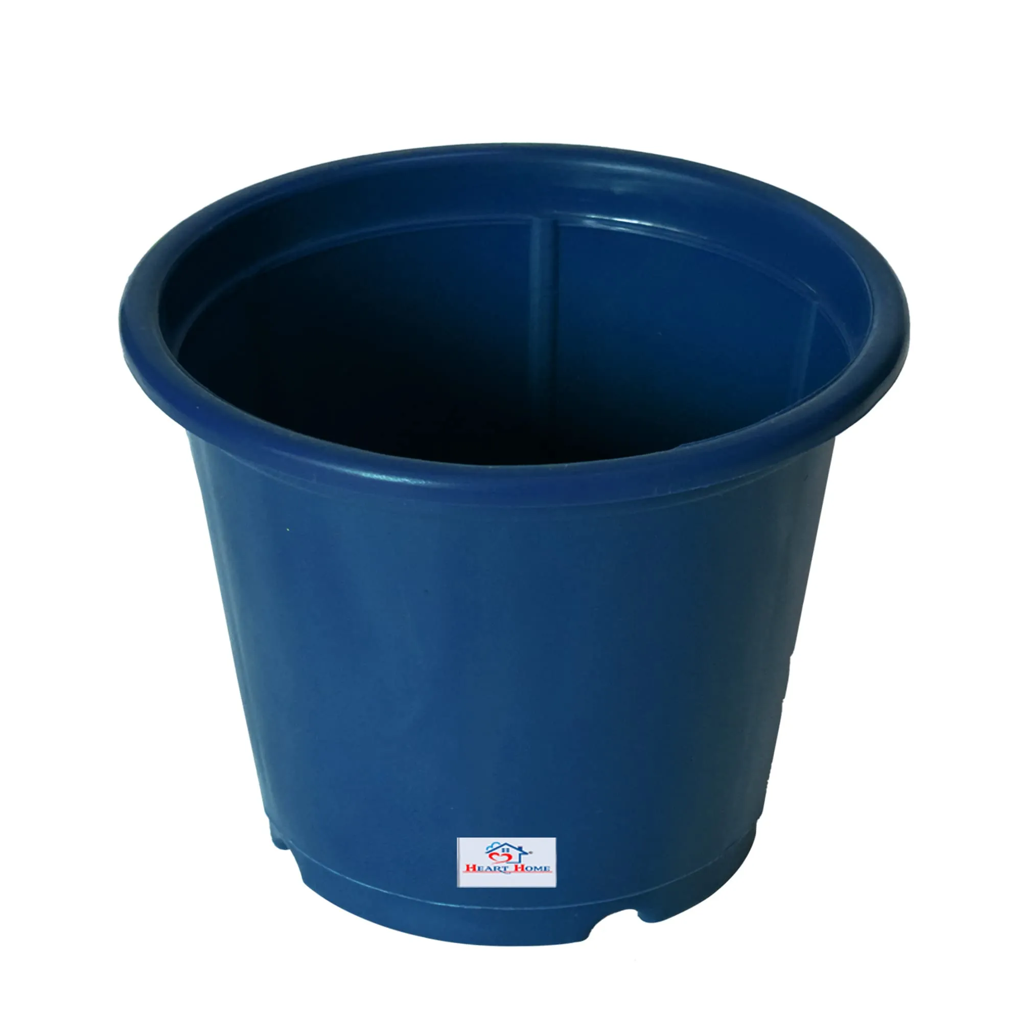 Heart Home Durable Plastic Flower Pot|Gamla with Drain Holes for Indoor Home Decor & Outdoor Balcony,Garden,6"x5",Pack of 10,(Blue)