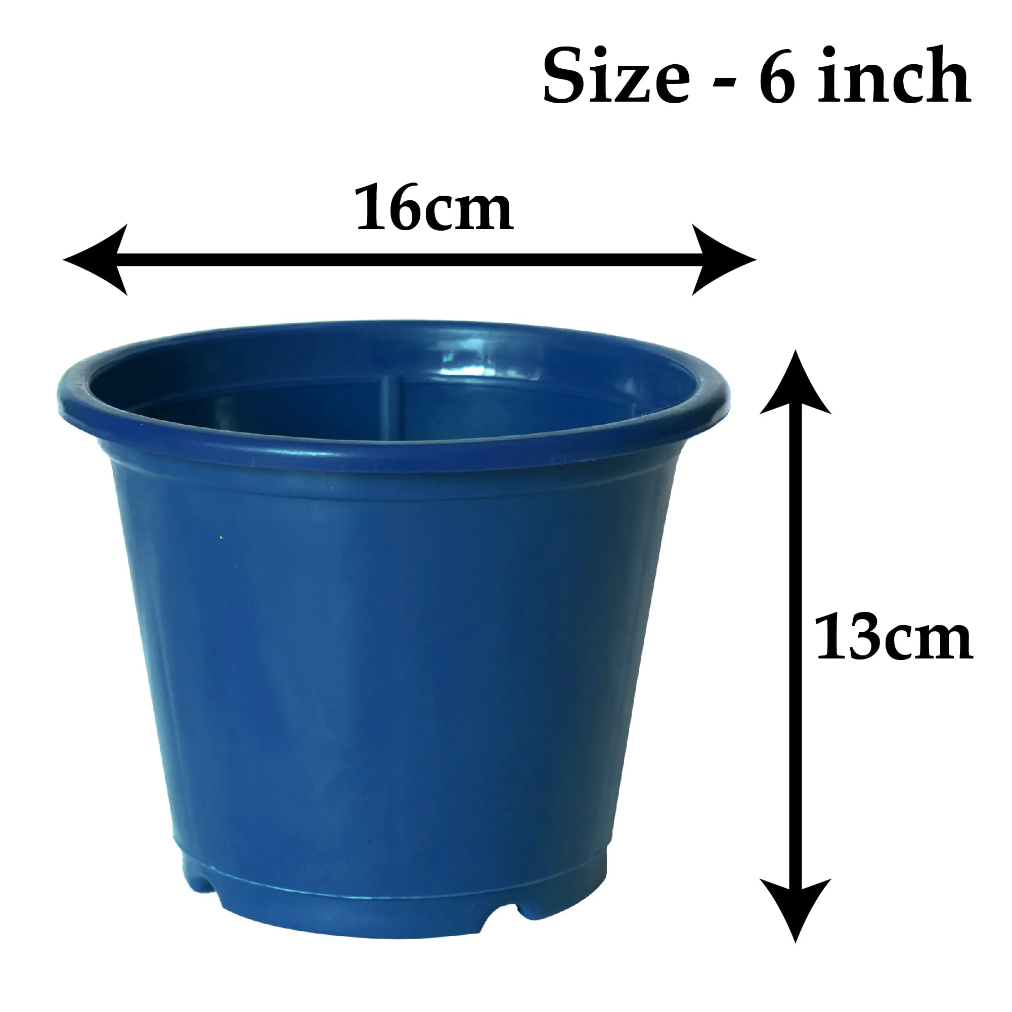 Heart Home Durable Plastic Flower Pot|Gamla with Drain Holes for Indoor Home Decor & Outdoor Balcony,Garden,6"x5",Pack of 10,(Blue)