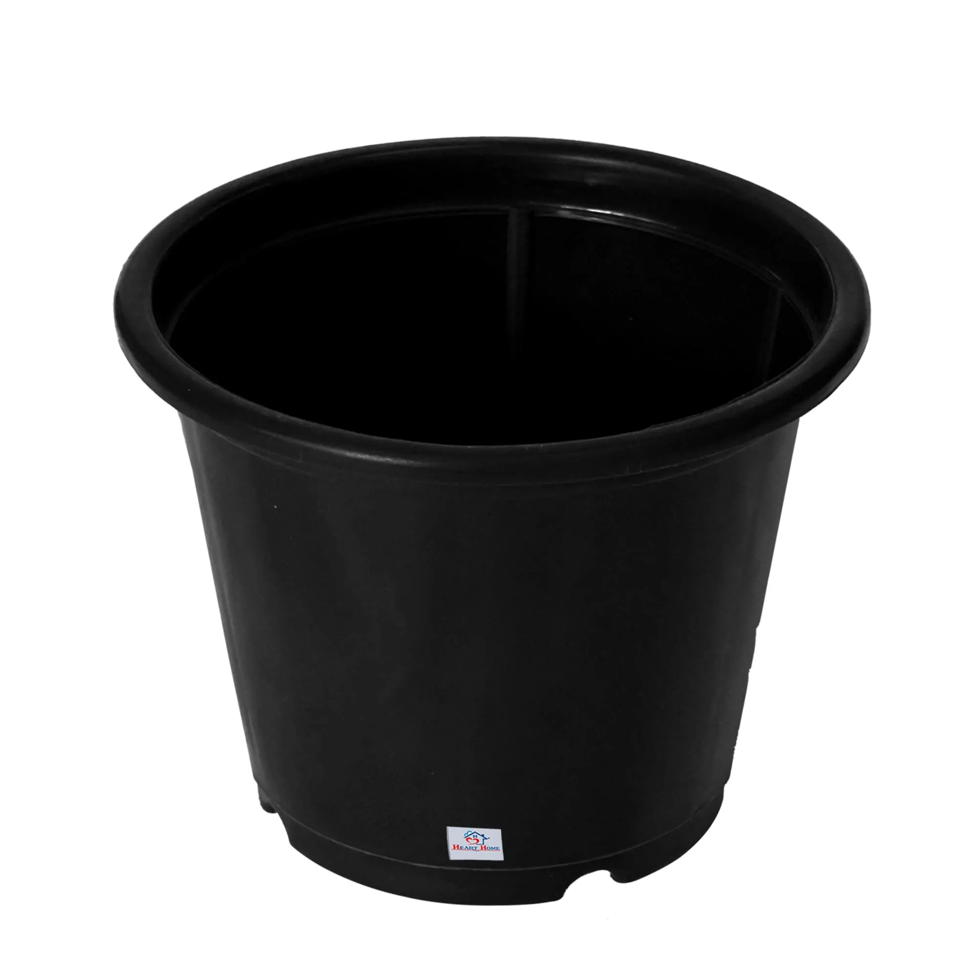 Heart Home Durable Plastic Flower Pot|Gamla with Drain Holes for Indoor Home Decor & Outdoor Balcony,Garden,6"x5",Pack of 5 (Black)