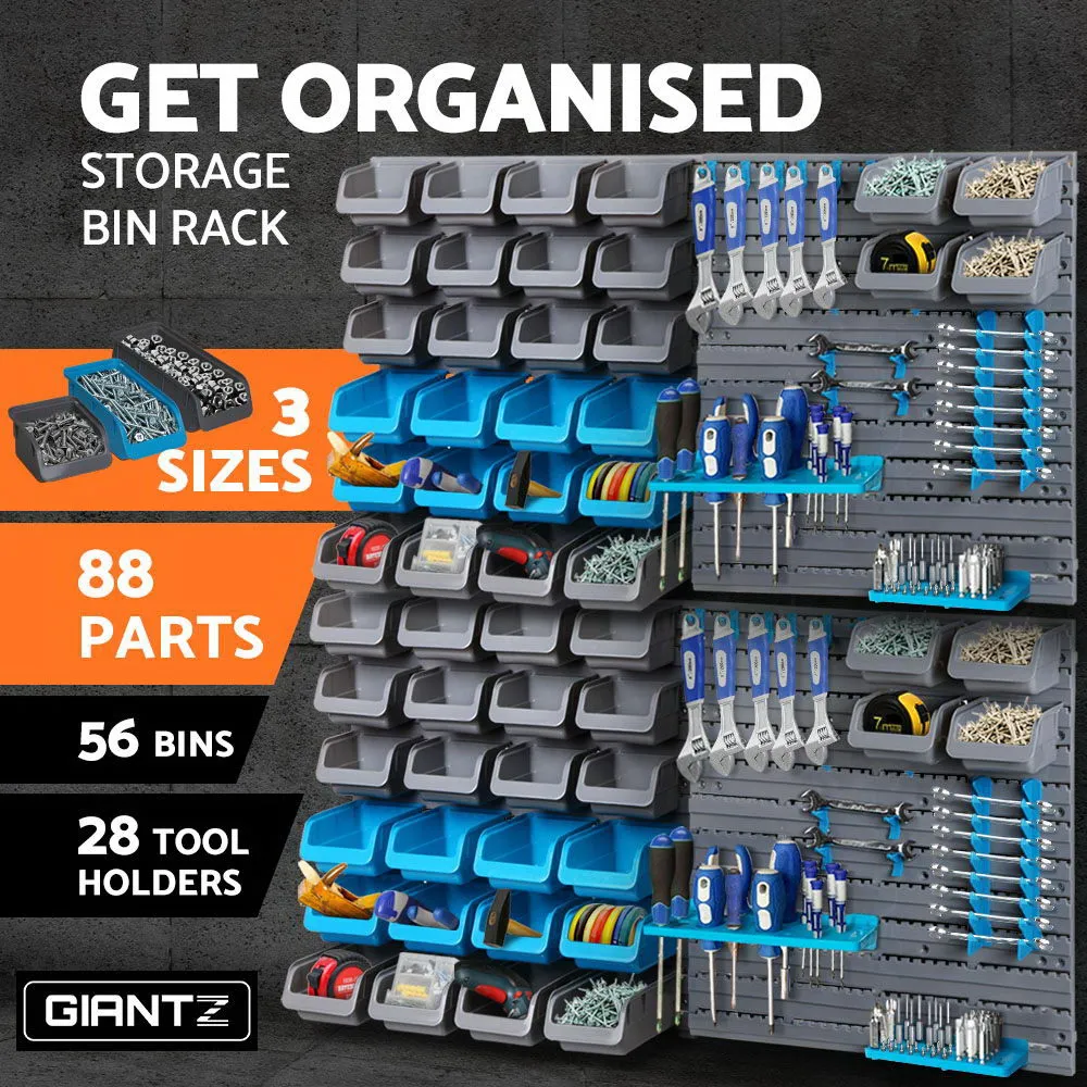 Heavy Duty Wall Mounted Storage Bin Rack Set - Giantz