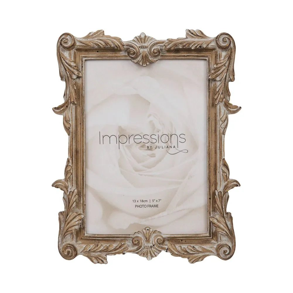 Impressions Antique Carved Wood Finish Photo Frame