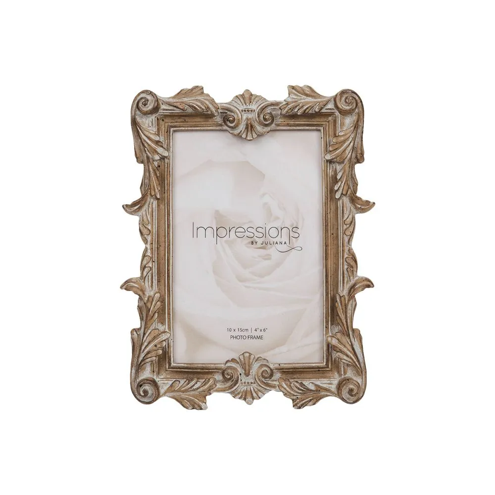 Impressions Antique Carved Wood Finish Photo Frame