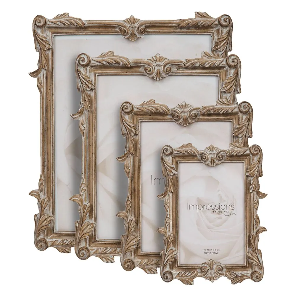 Impressions Antique Carved Wood Finish Photo Frame