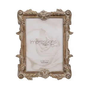 Impressions Antique Carved Wood Finish Photo Frame