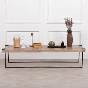 Industrial Wrought Iron Coffee Table with Rustic Mango Wood Top