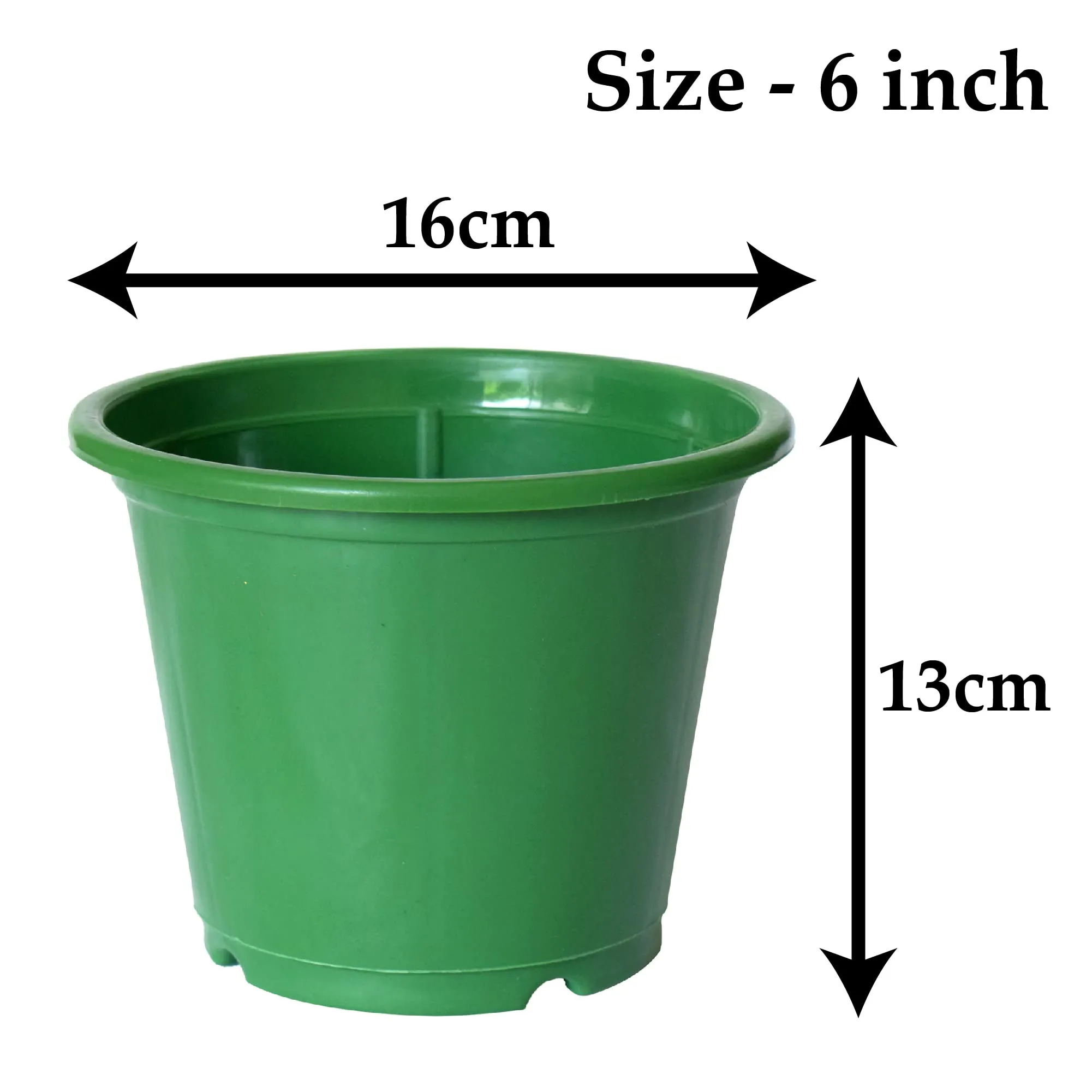 Kuber Industries Durable Plastic Flower Pot|Gamla with Drain Holes for Indoor Home Decor & Outdoor Balcony,Garden,6"x5",Pack of 4 (Green)