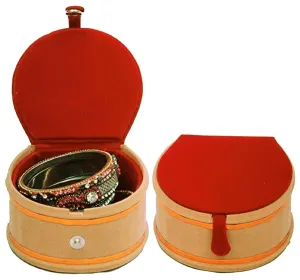 Kuber Industries Wooden Bangle Box For Women|Small Round Bangle Organizer|Pack of 2 (Maroon)