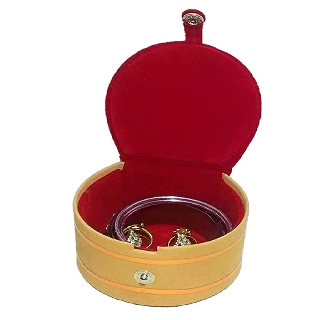 Kuber Industries Wooden Bangle Box For Women|Small Round Bangle Organizer|Pack of 2 (Maroon)