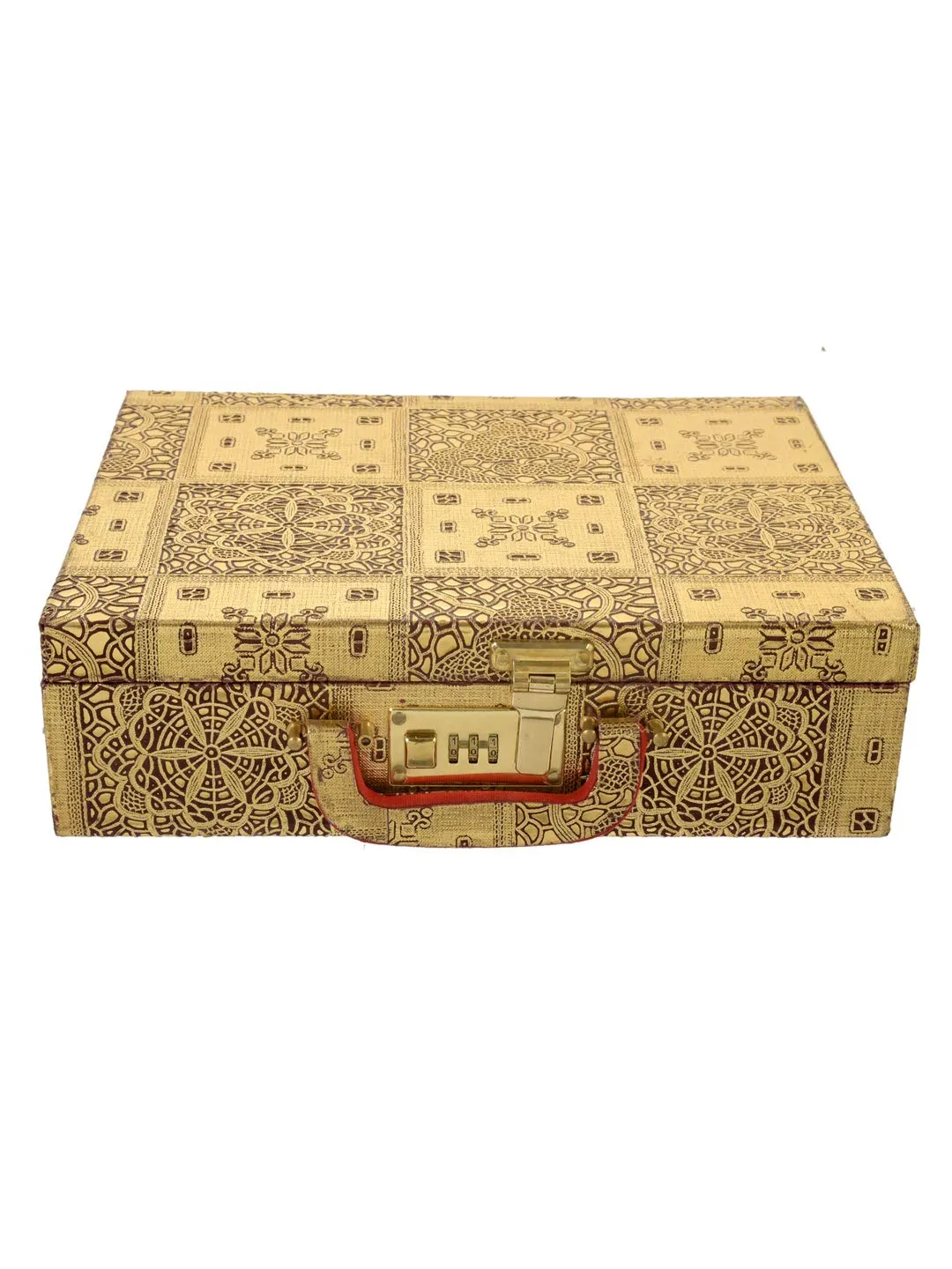 Kuber Industries Wooden Jewellery Box With 2 Rolls, Golden