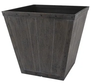 Landscapers Select S161015-12064-A Square Whiskey Barrel Planter, 13-1/4 in H, 14-1/2 In W, Square, High-Density Resin :EA: QUANTITY: 6