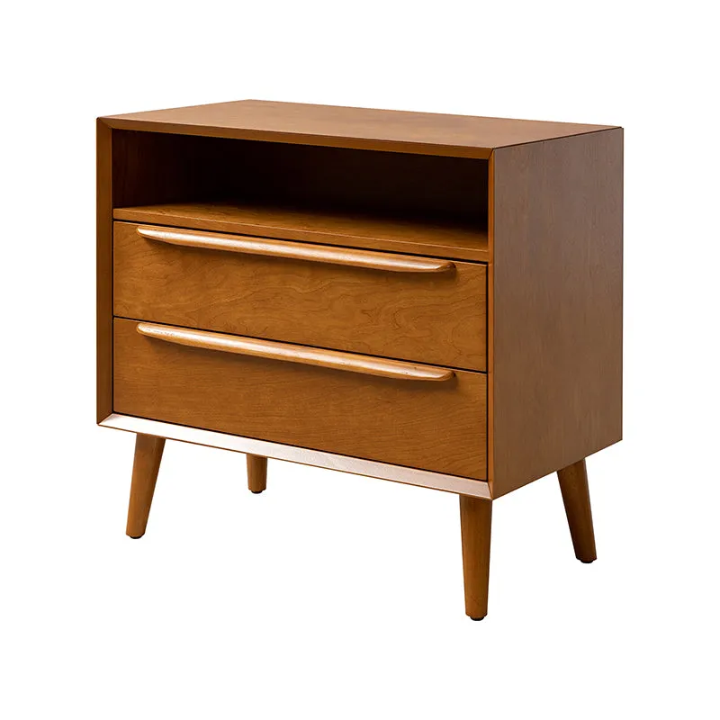 Lilian 2 - Drawer Mid Century Nightstand with Built-in Outlets