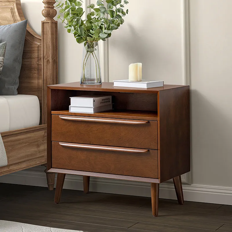 Lilian 2 - Drawer Mid Century Nightstand with Built-in Outlets