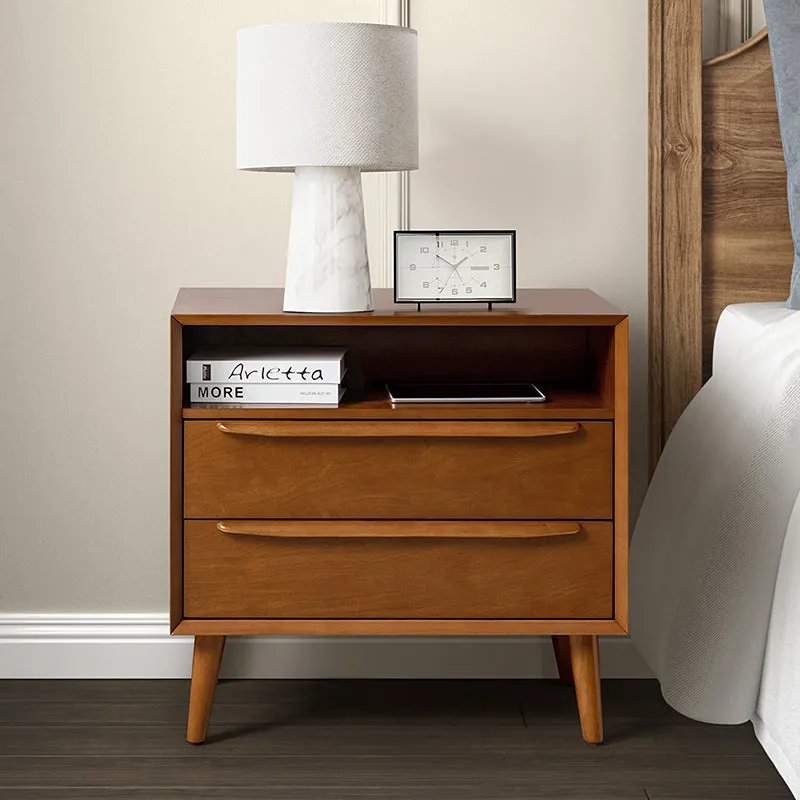 Lilian 2 - Drawer Mid Century Nightstand with Built-in Outlets