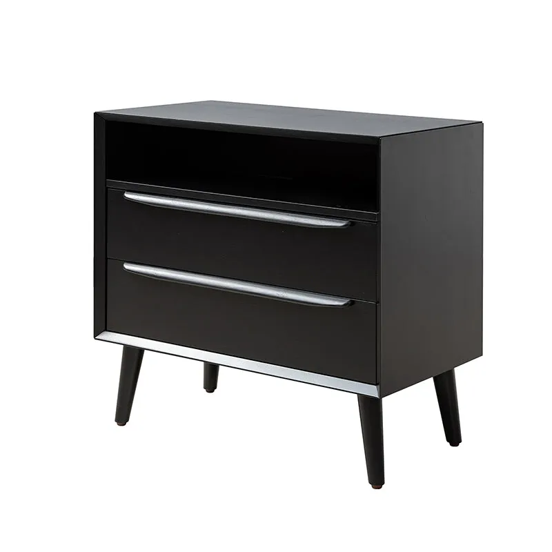 Lilian 2 - Drawer Mid Century Nightstand with Built-in Outlets