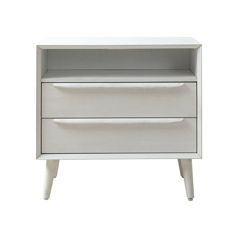 Lilian 2 - Drawer Mid Century Nightstand with Built-in Outlets