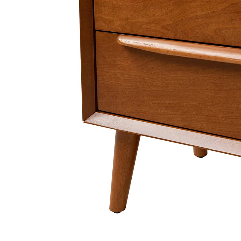 Lilian 2 - Drawer Mid Century Nightstand with Built-in Outlets