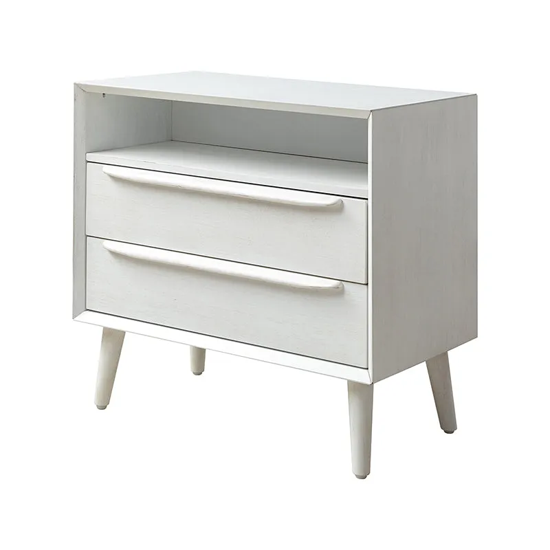 Lilian 2 - Drawer Mid Century Nightstand with Built-in Outlets