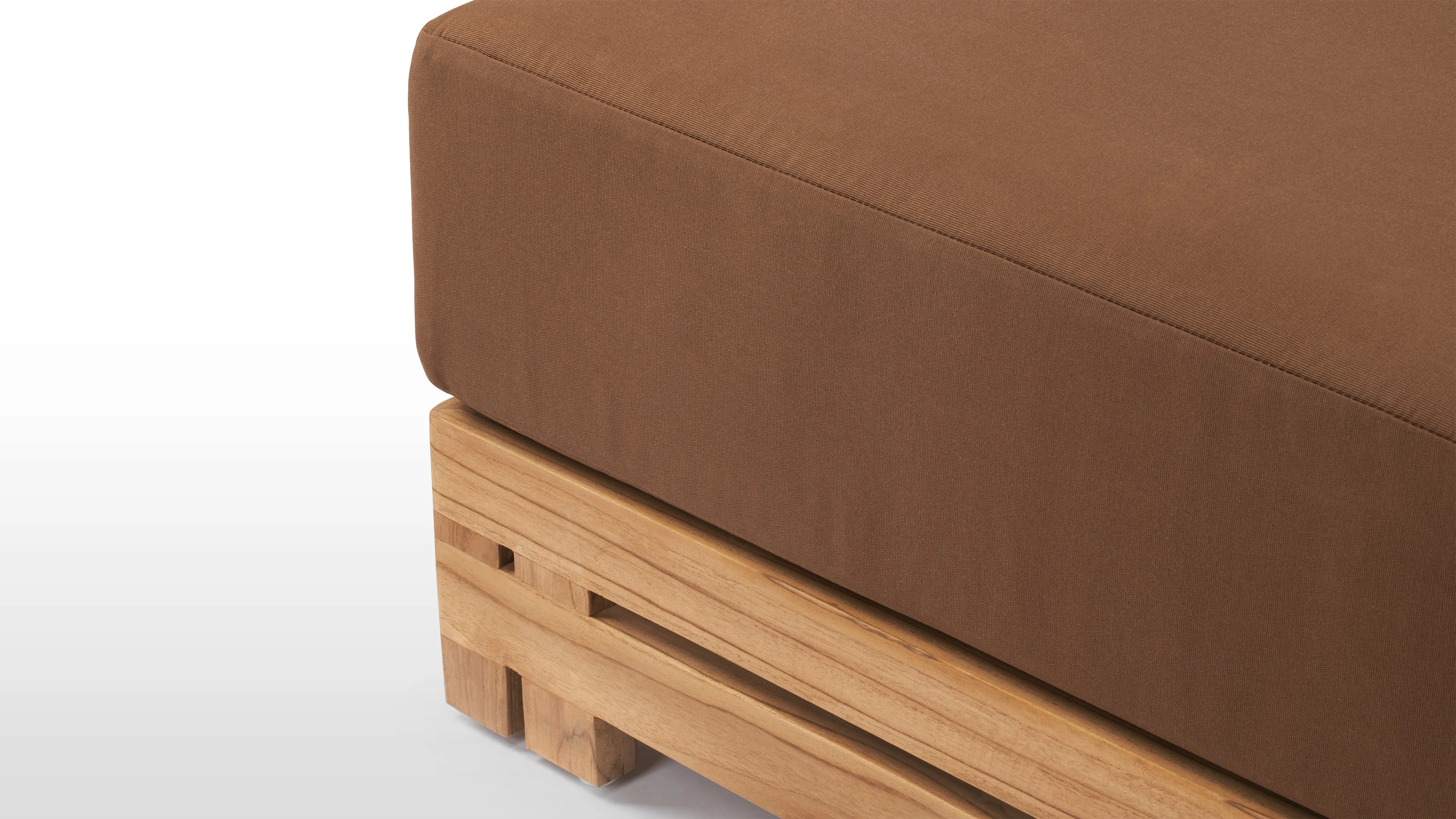 Lusso - Lusso Outdoor Ottoman, Natural Teak with Mocha Cushion