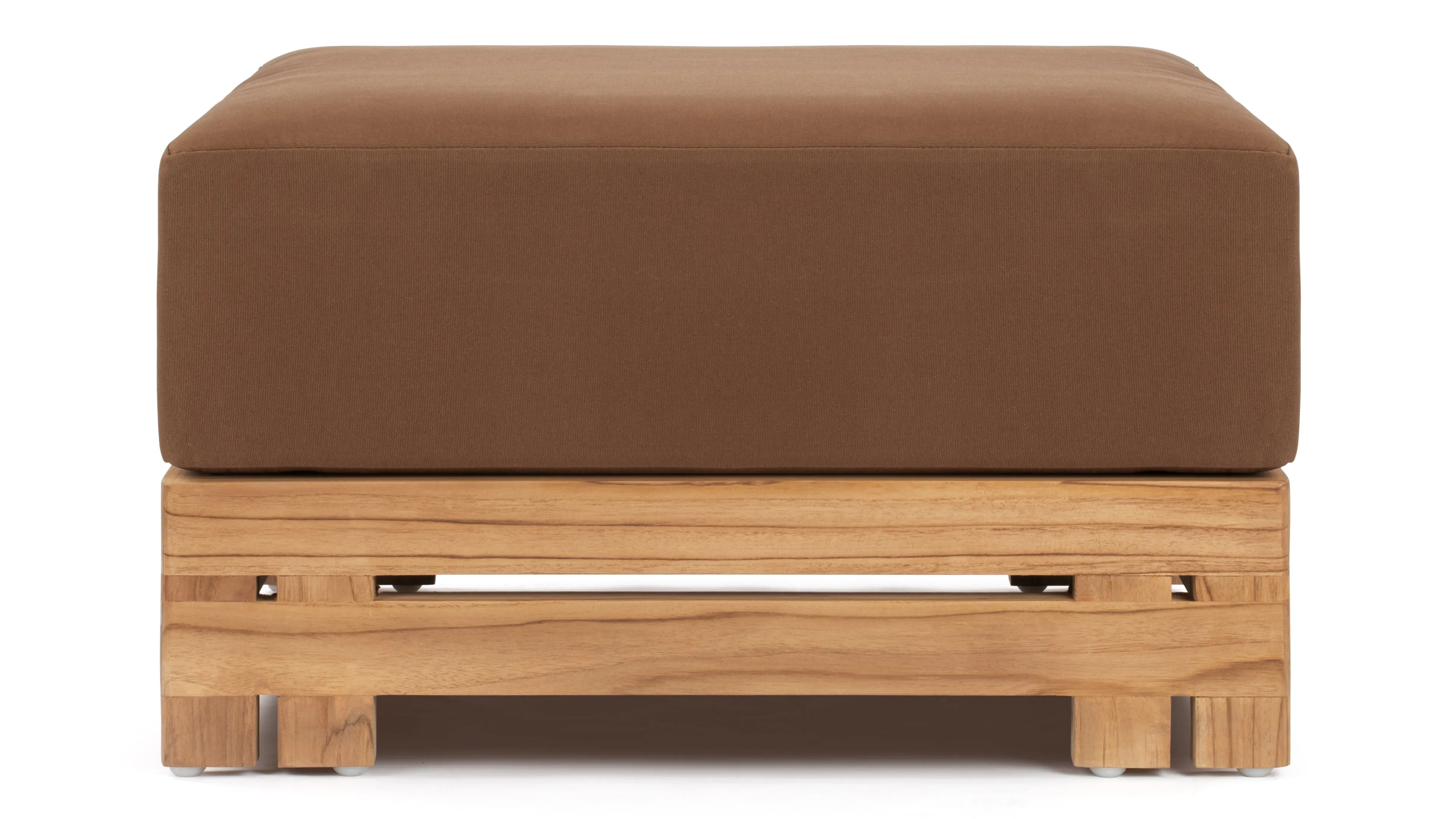 Lusso - Lusso Outdoor Ottoman, Natural Teak with Mocha Cushion