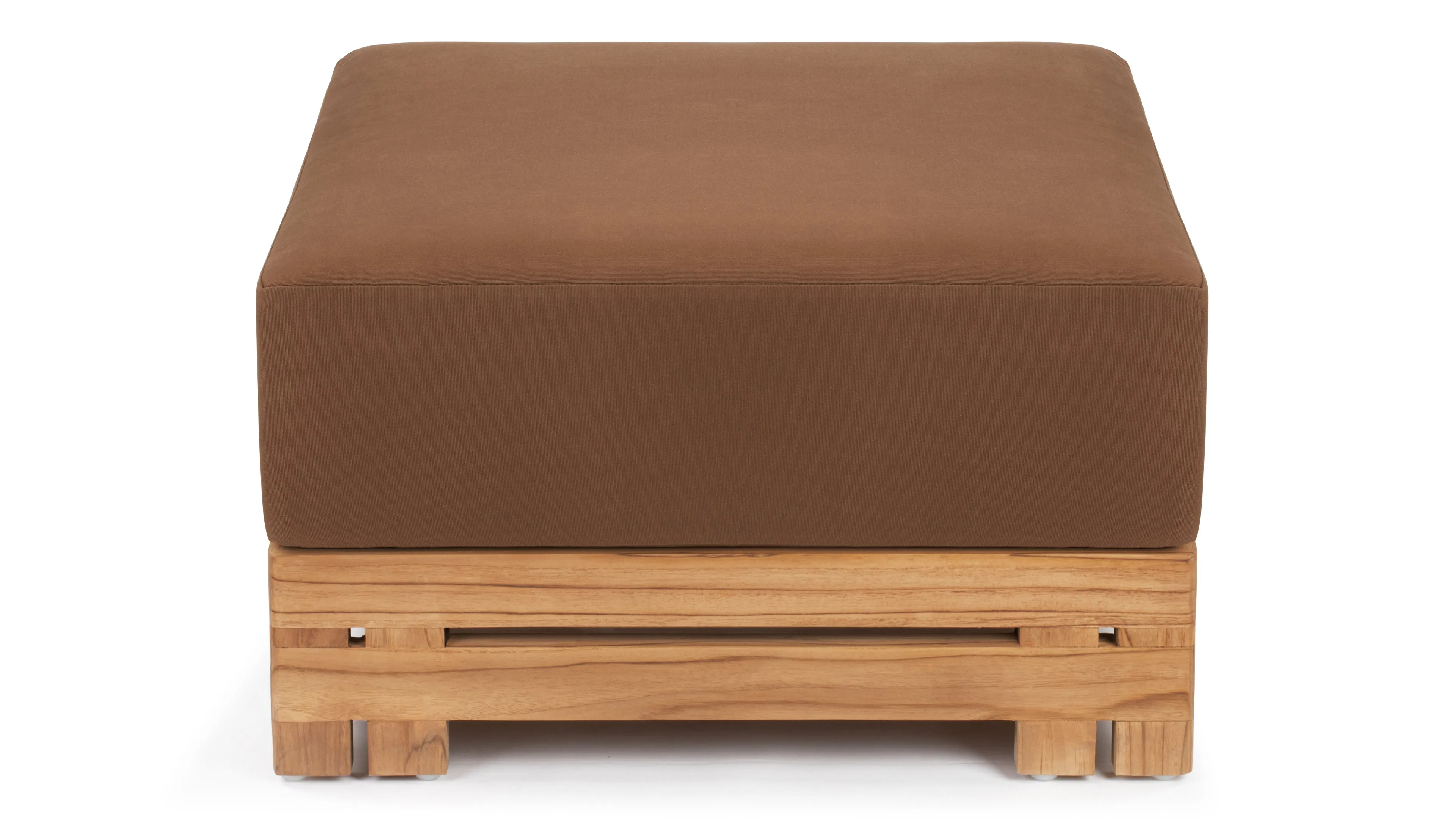 Lusso - Lusso Outdoor Ottoman, Natural Teak with Mocha Cushion