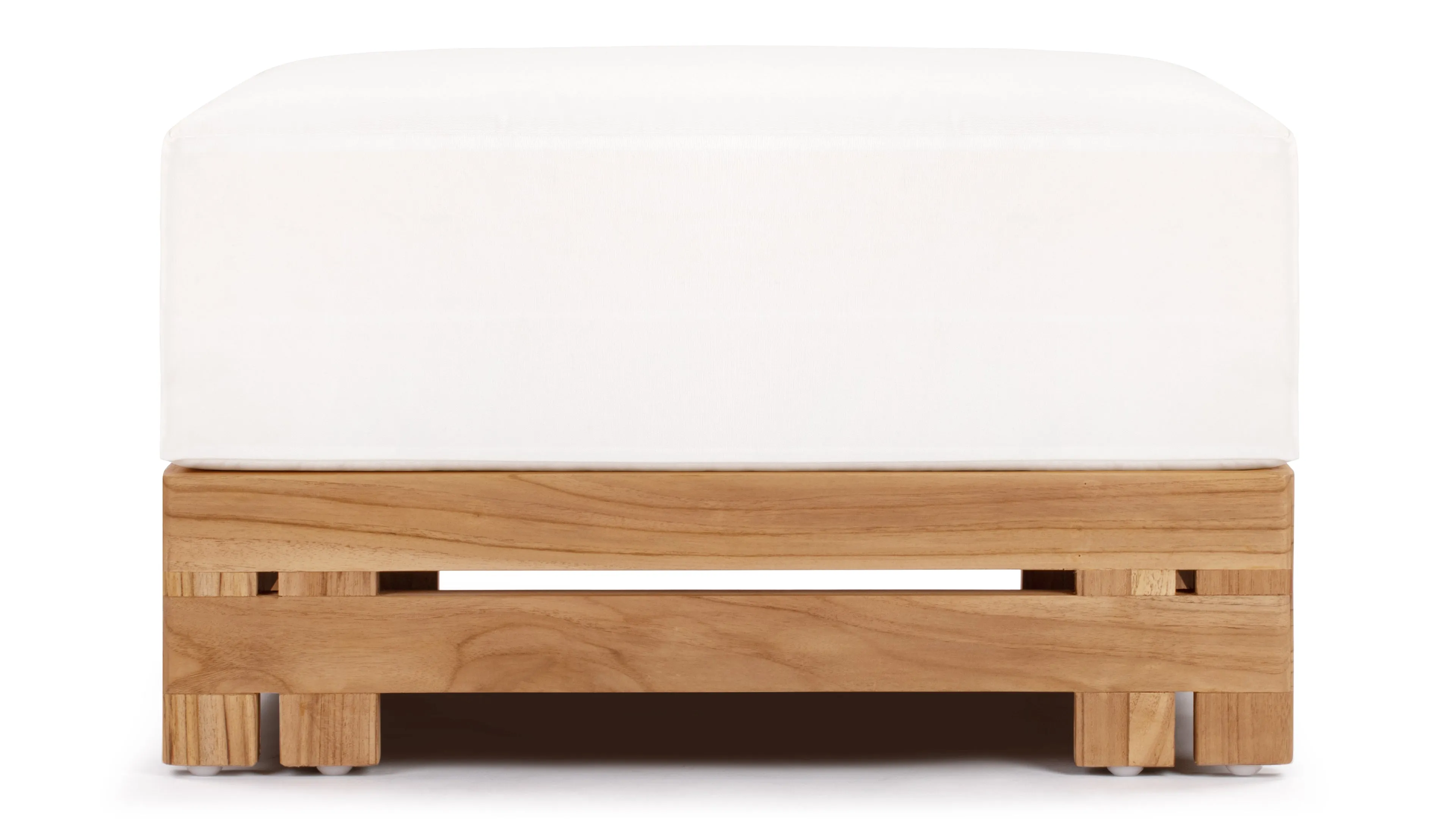 Lusso - Lusso Outdoor Ottoman, Natural Teak with White Cushion