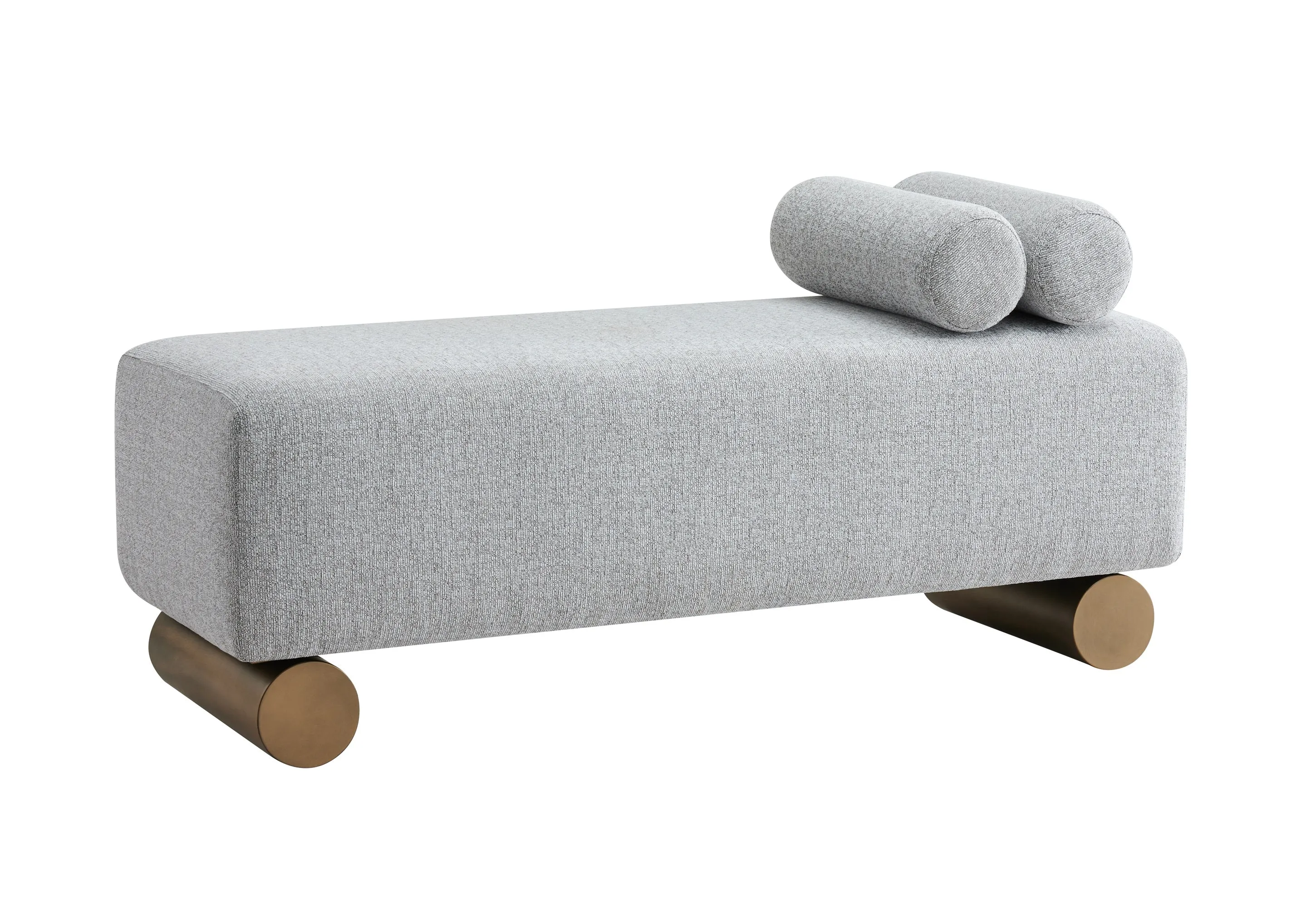 Milly Modern Gray Bench with Tube Pillow