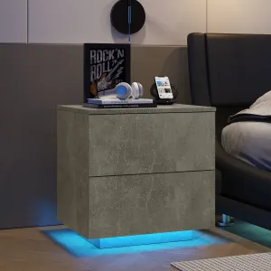 Nami Nightstand with LED Strip Lights - Grey