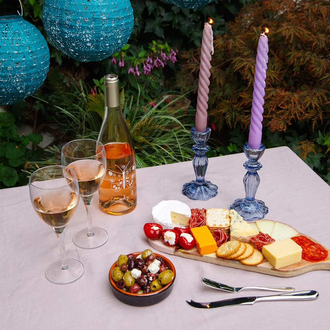 Navy Glass Candlestick Holder