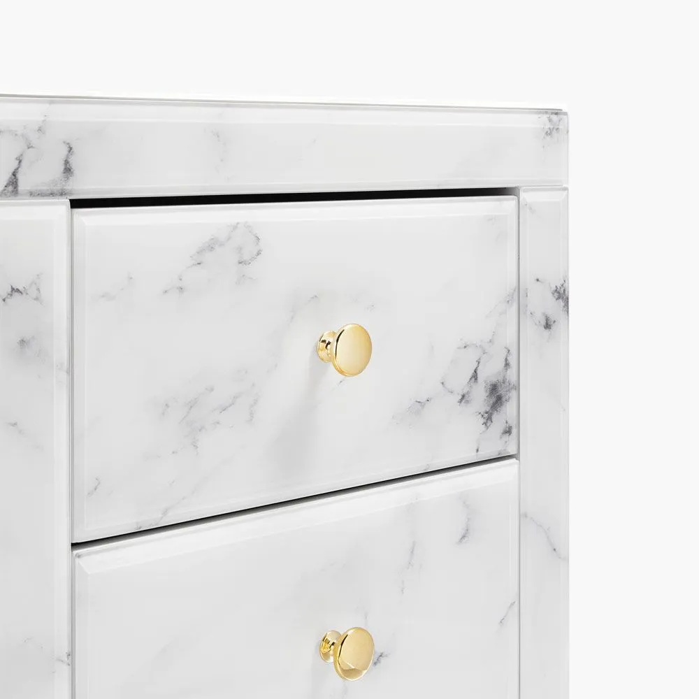 Onyx Marble Nightstand with 3 Drawers - White