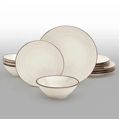 Open Box - 12pc Stoneware Olivia Dinnerware Set White - Tabletops Gallery