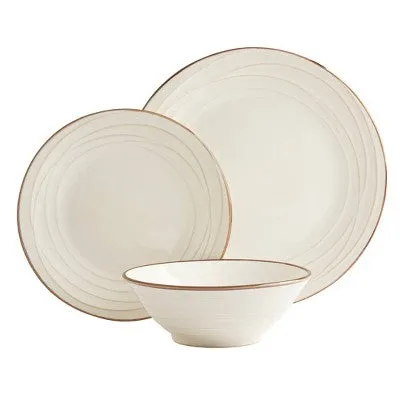 Open Box - 12pc Stoneware Olivia Dinnerware Set White - Tabletops Gallery