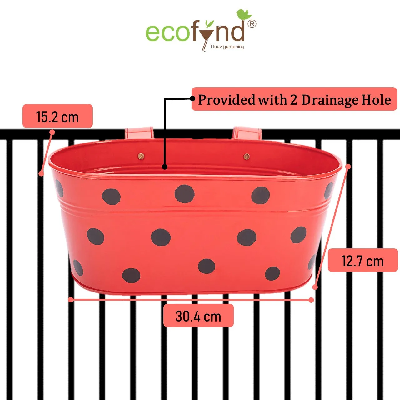 Oval Polka Dot Balcony Railing Planter