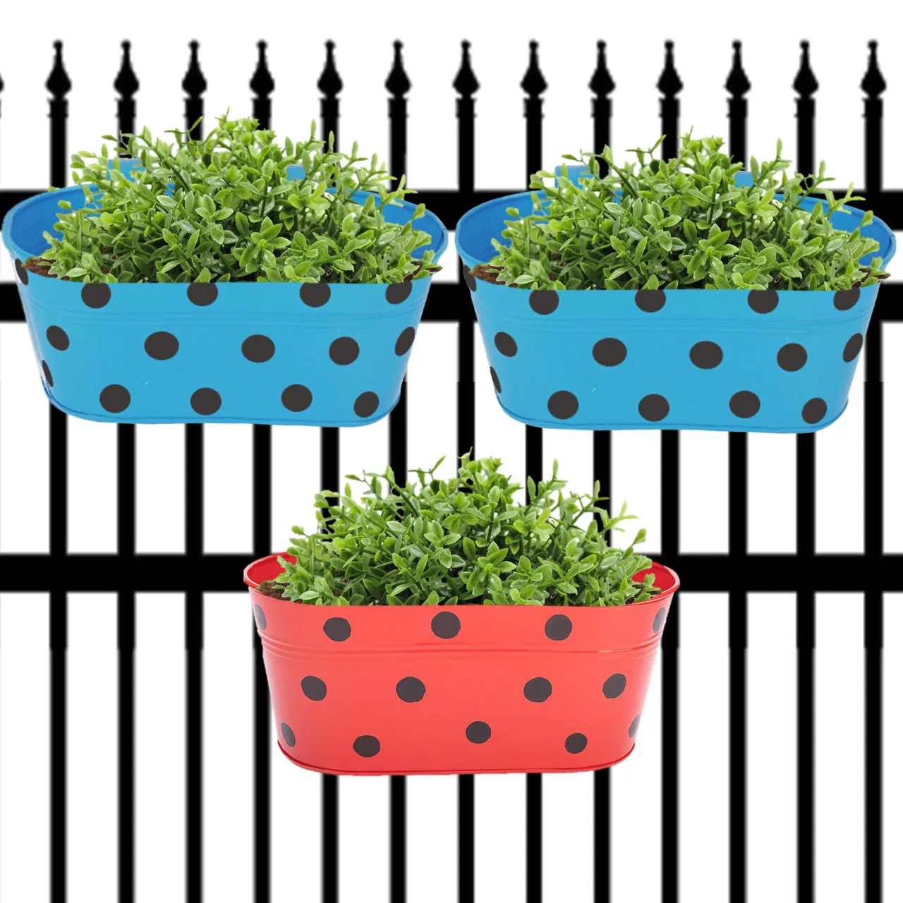 Oval Polka Dot Balcony Railing Planter