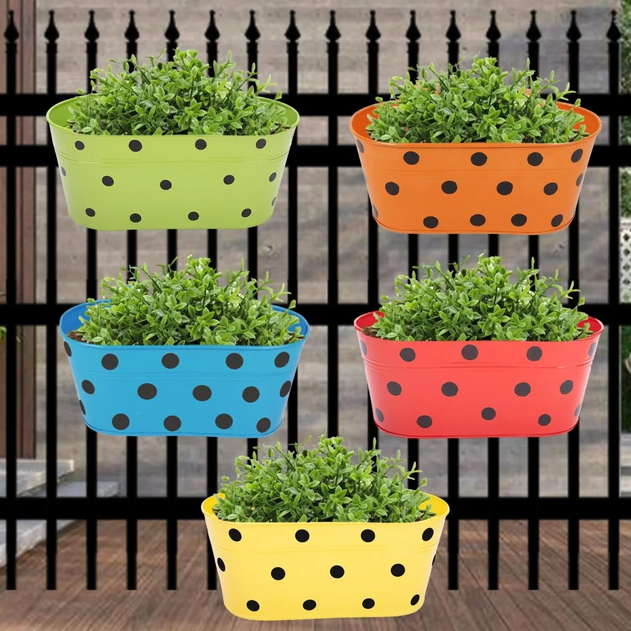 Oval Polka Dot Balcony Railing Planter