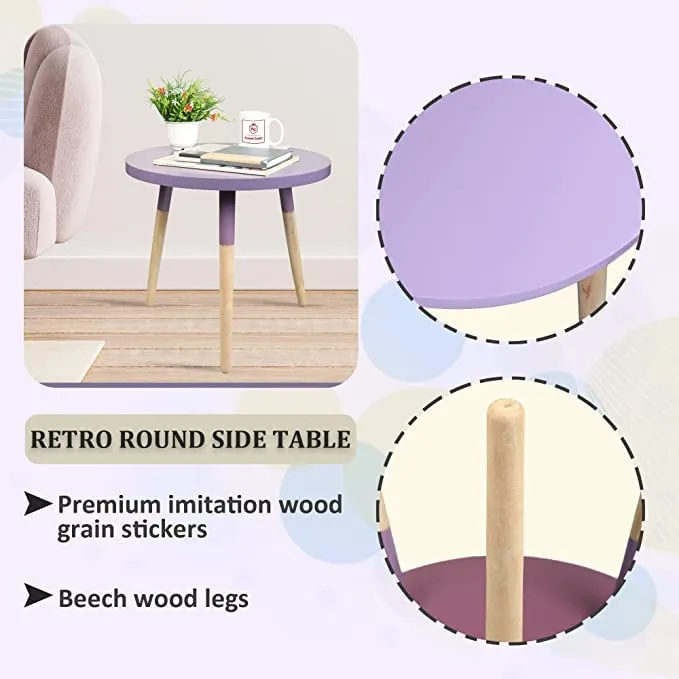 OXMIC Engineered Wood End Table | Living Room Sofa Center Coffee Table for Home Decor Furniture | Coffee Table with Storage | (Purple)