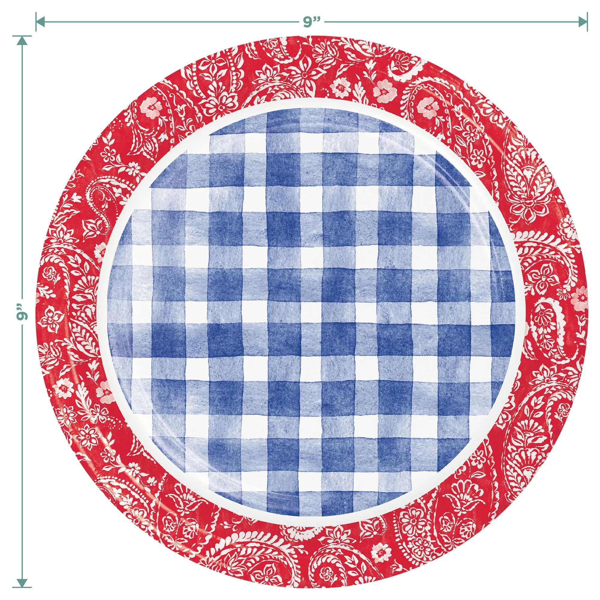 Paisley & Plaid Lemonade Picnic Blue Gingham Paper Plates, Napkins, and Forks (Serve 16)