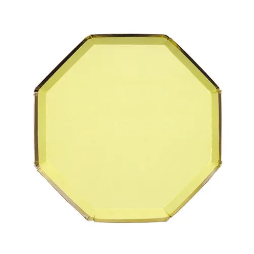 Pale Yellow Side Plates,  Set of 8 Beautiful Basics Yellow Side Paper Plates, 7.9" x 7.9"