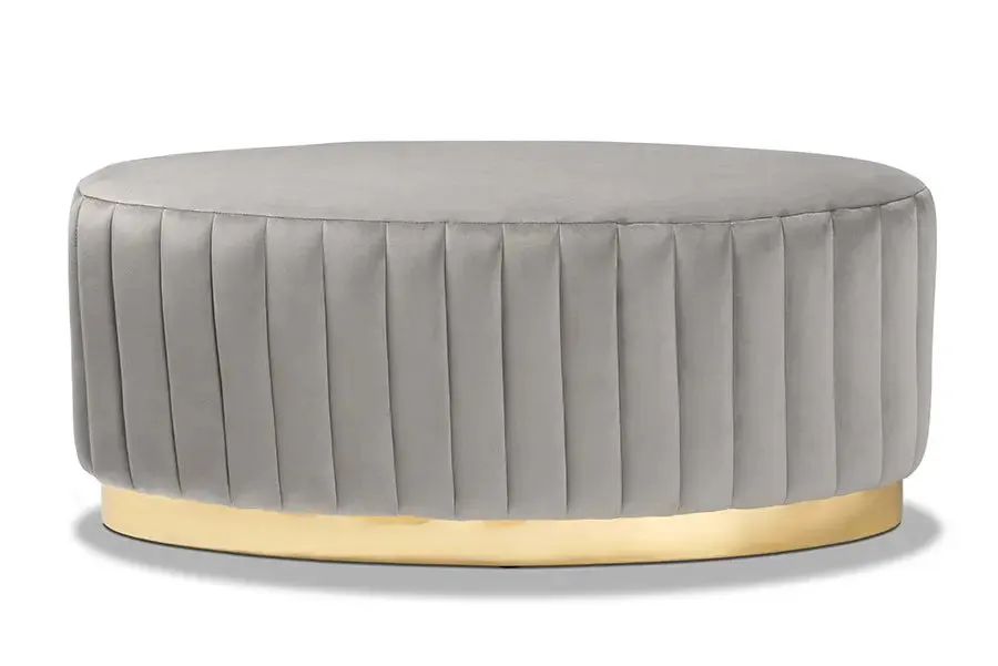 Paris Grey Velvet Fabric Storage Ottoman