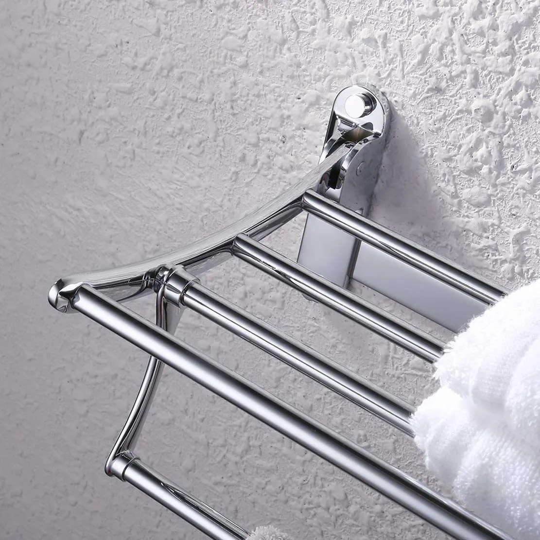 Plantex Stainless Steel Folding Towel Rack for Bathroom/Towel Stand/Hanger/Bathroom Accessories(24 Inch-Chrome)